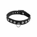 Leder-Halsband mit Rundnieten