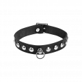 Leder-Halsband mit Rundnieten