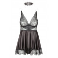 Babydoll Set Eve mit Spitze schwarz L/XL