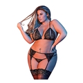 Peek-a-Boo Bra, Garter & G-Set XXL (Black)
