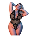 Deep Plunge Halter Teddy XXL (Black)