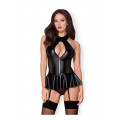 Corsett im Wetlook Design in schwarz L/XL