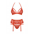 Verführerisches 3-teiliges Dessous-Set in rot S/M