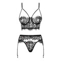 Edles 3-teiliges Dessous-Set in schwarz L/XL