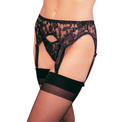 Floraler Strapsgürtel mit String, 2-teilig