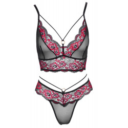Dessous-Set aus zweifarbiger Spitze