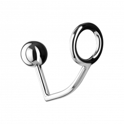Metall-Penisring mit Analdildo, S, 4cm