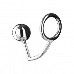 Metall-Penisring mit Analdildo, L, 5cm