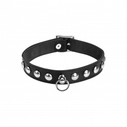 Leder-Halsband mit Rundnieten