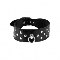 Breites Leder-Halsband mit Flachnieten