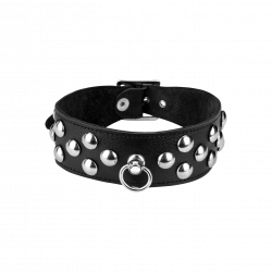 Leder-Halsband mit großen Flachnieten