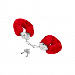 Police cuffs with soft red fur