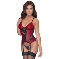 Rotes Strapshemd mit Spitzen-Einsätzen (M)