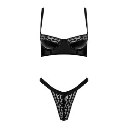 Sinnliches Wetlook-BH-Set mit Spitze, 2-tlg.