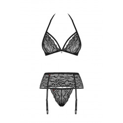 Verführerisches 3-teiliges Dessous-Set in schwarz