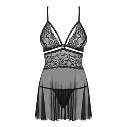 Babydoll & String schwarz XXL